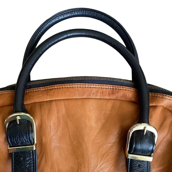 KIKI PEARL Brown & Black Leather and Cowhide Handbag - Picture 3 of 8